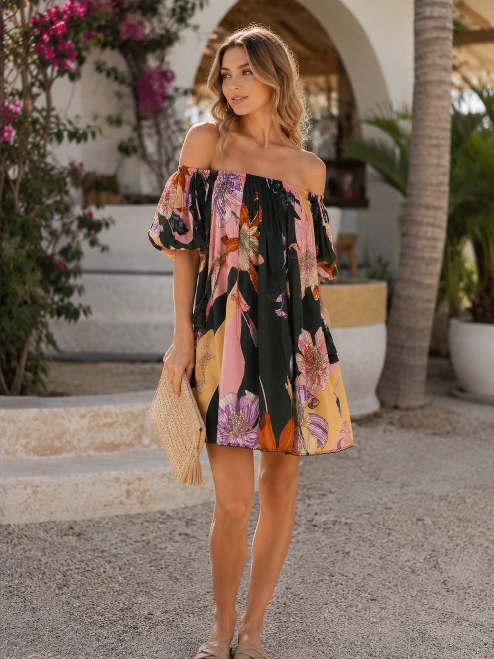 Agua Bendita Liberty Vitreo NWT Floral Off Shoulder Cover Up SZ M